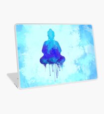 Blaue Buddha-Aquarell-Illustration | Zen und spirituelles Design für ein ruhiges Zuhause Laptop Folie