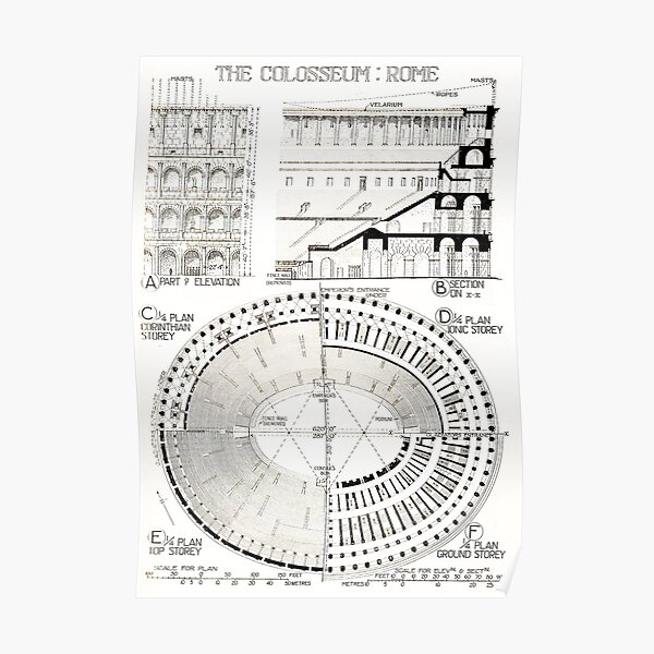 “Colosseum Rome Blueprint Poster” Poster for Sale by tokirey667 | Redbubble