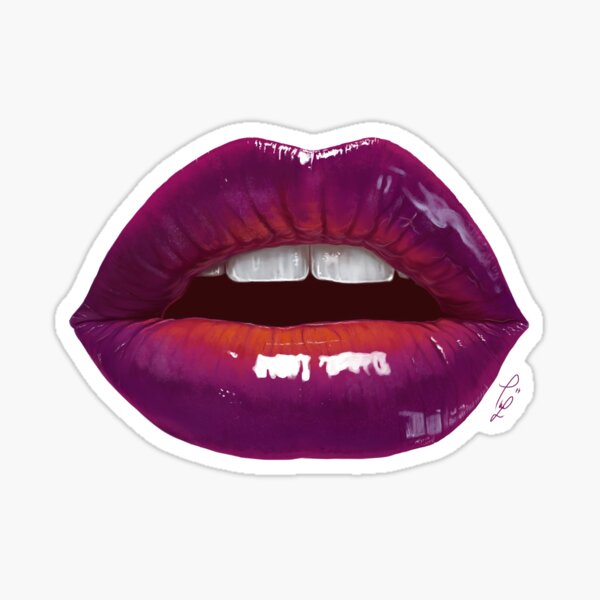 Sexy lips digital painting art  Sticker