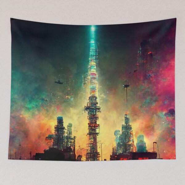 Item preview, Psychedelic cyber city 3 designed and sold by Daramacus.
