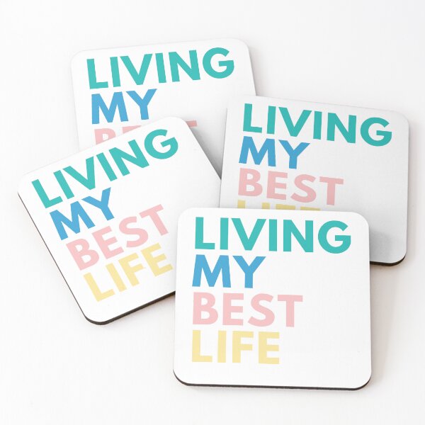 Item preview, Living My Best Life. A Self Love, Self Confidence Quote. Retro Green, Blue, Pink and Yellow designed and sold by That Cheeky Tee.