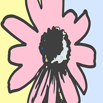 Artwork thumbnail, Retro daisy yellow pink blue floral pattern by HEVIFineart