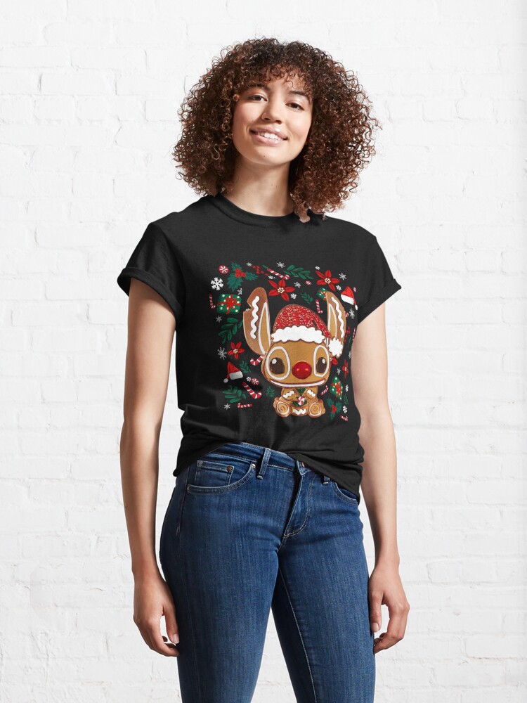 Disover Gingerbread Christmas Stitch Classic T-Shirt, Stitch Cute Disney Lilo T-shirt
