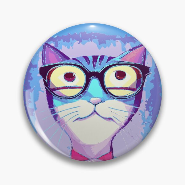 Item preview, Distressed Cat with Funky Glasses Contemporary Illustration designed and sold by pixelspantry.