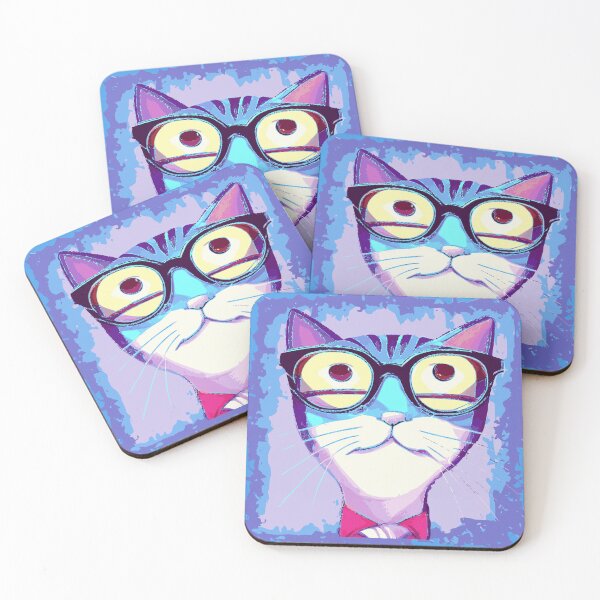 Item preview, Distressed Cat with Funky Glasses Contemporary Illustration designed and sold by pixelspantry.