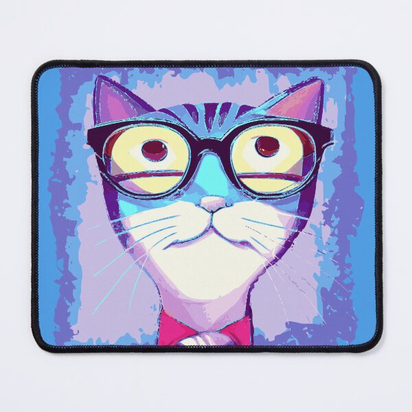 Item preview, Distressed Cat with Funky Glasses Contemporary Illustration designed and sold by pixelspantry.