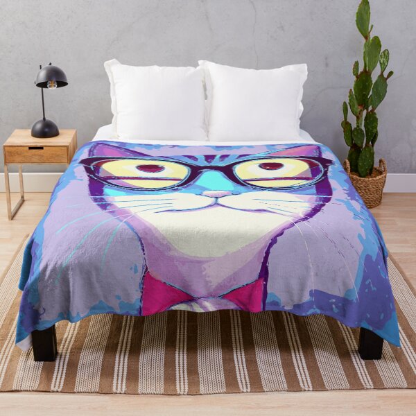 Item preview, Distressed Cat with Funky Glasses Contemporary Illustration designed and sold by pixelspantry.