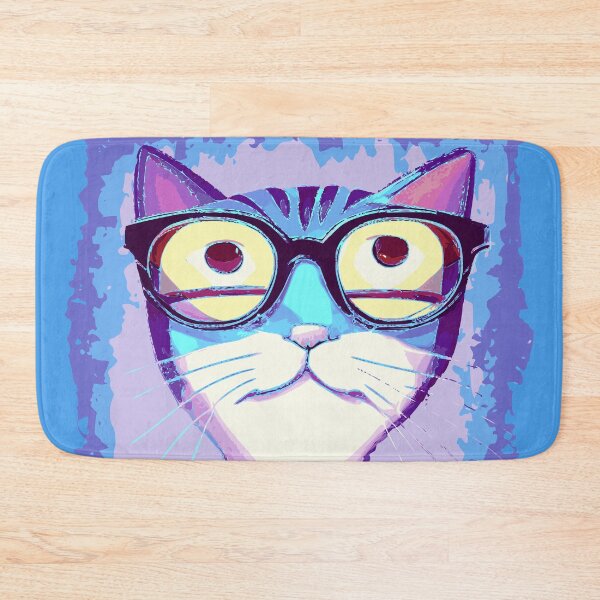 Item preview, Distressed Cat with Funky Glasses Contemporary Illustration designed and sold by pixelspantry.