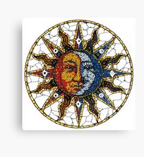 Celestial Mosaic Sun and Moon COASTER Canvas Print