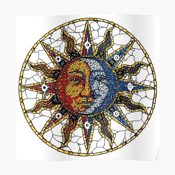 Celestial Mosaic Sun and Moon COASTER Poster
