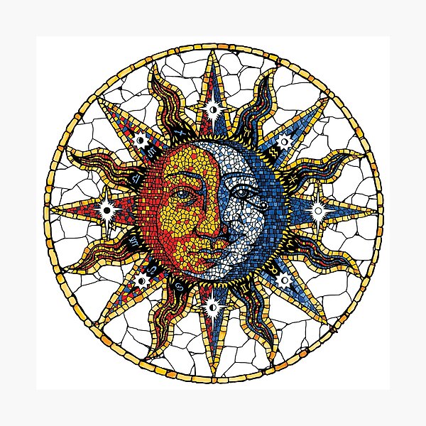 Item preview, Celestial Mosaic Sun and Moon COASTER designed and sold by sandersart.