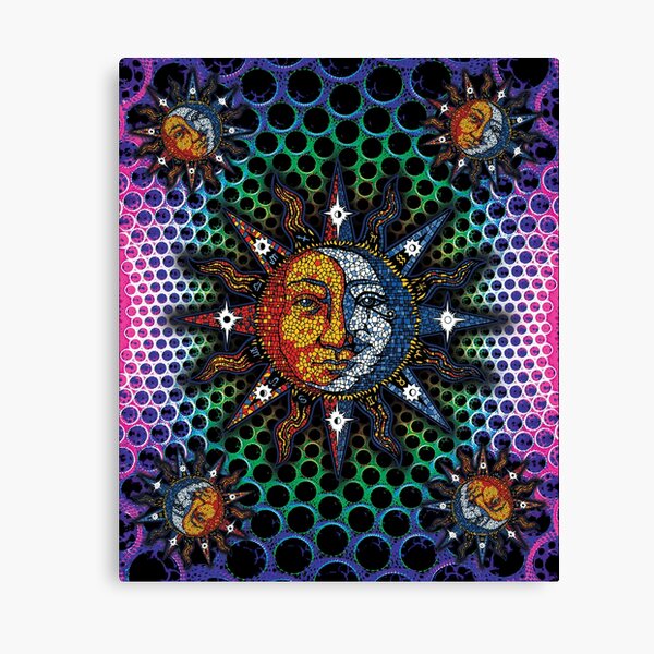 Celestial Mosaic Sun Moon Canvas Print By Sandersart Redbubble