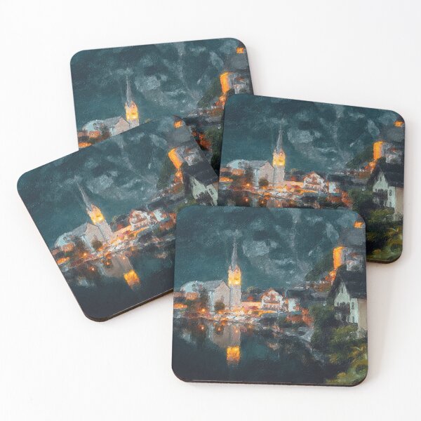 Item preview, Hallstatt Austria at Night designed and sold by noirlines.