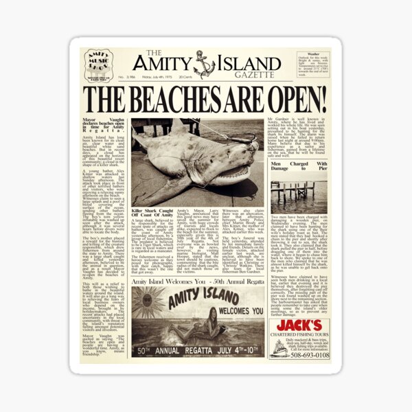 Jaws - Newspaper Front Page Sticker