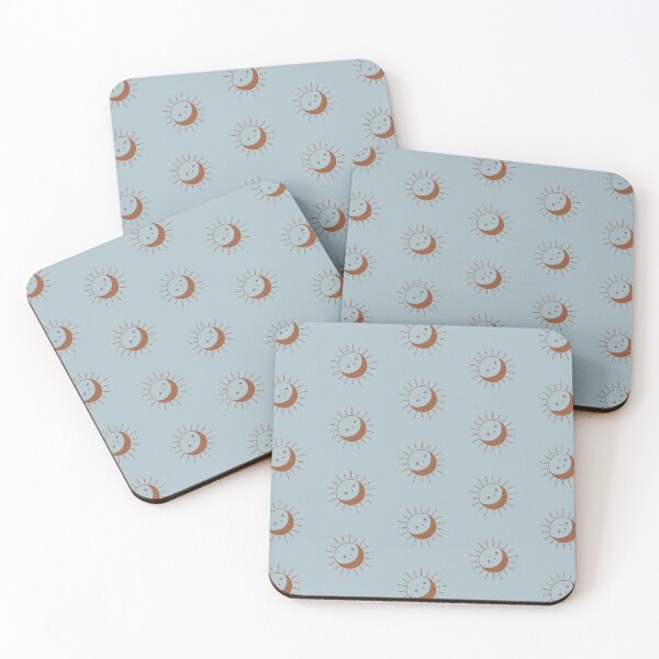 Artikelvorschau, Pretty Sun And Moon Pattern Soft Aesthetic In Muted Colors Deep Blue & Brown entworfen und verkauft von scorpiolane.