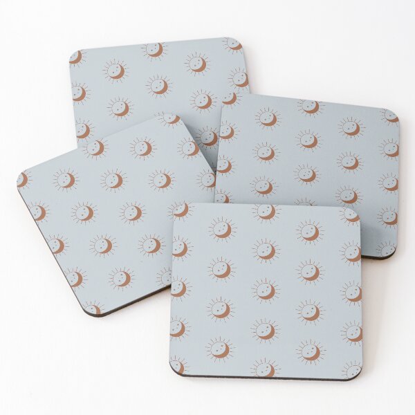 Artikelvorschau, Pretty Sun And Moon Pattern Soft Aesthetic In Muted Colors Gray Blue & Brown entworfen und verkauft von scorpiolane.