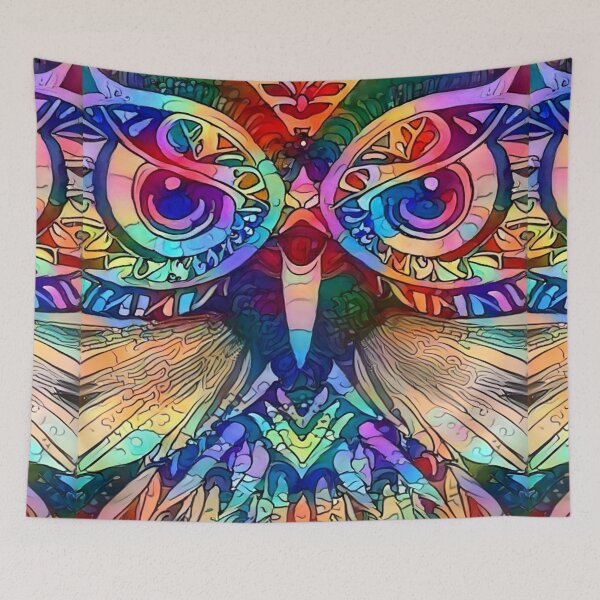 Item preview, Psychedelic Owl Tribal Art designed and sold by ittybittyowl.