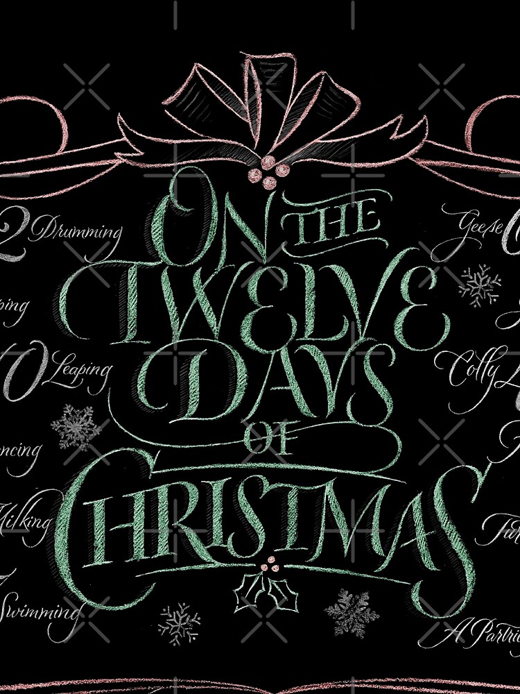 Chalkboard Lettering 12 Days of Christmas Chalk Calligraphy Carol by 26-Characters