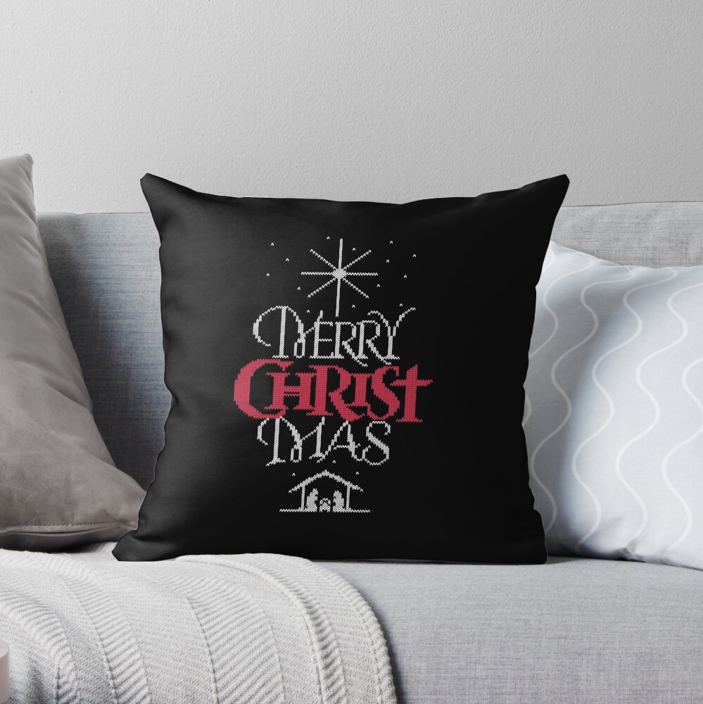 Granny knit me an ugly Christmas sweater - Religious Christian - Merry Christ Mas Throw Pillow