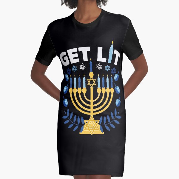 Get Lit Hanukkah Graphic T-Shirt Dress