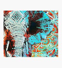 Sketched Indian Elephant Photographic Print