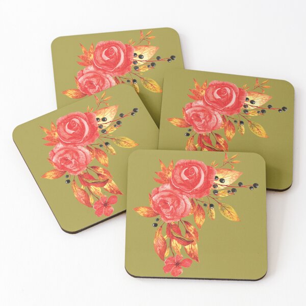 Item preview, Red rustic roses watercolor illustration designed and sold by pinkyfish1010.