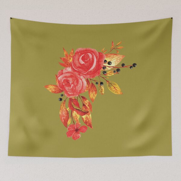 Item preview, Red rustic roses watercolor illustration designed and sold by pinkyfish1010.