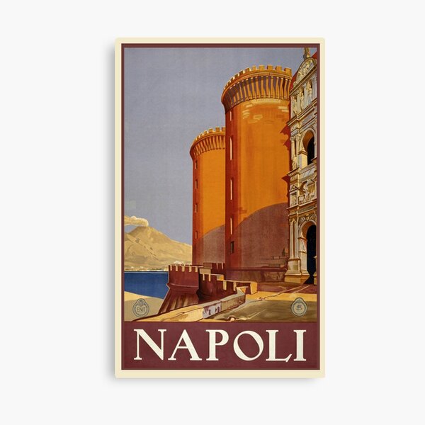 Naples With Mt. Vesuvius Travel Poster Canvas Print