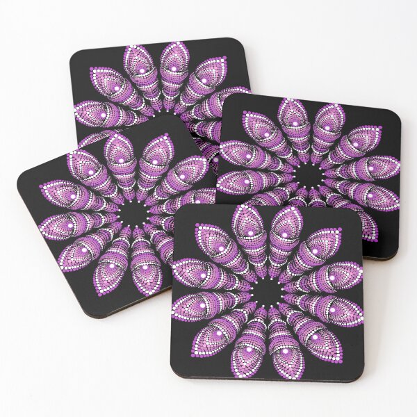 Item preview, Pink feather flower dot work mandala designed and sold by Teigzybee.