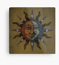 Vintage Celestial mosaic Sun & Moon Metal Print