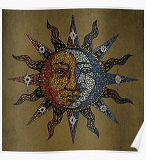Vintage Celestial mosaic Sun & Moon Poster
