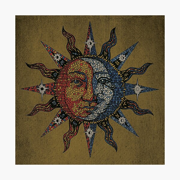 Vintage Celestial mosaic Sun & Moon Photographic Print