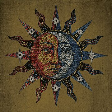 Artwork thumbnail, Vintage Celestial mosaic Sun & Moon by sandersart