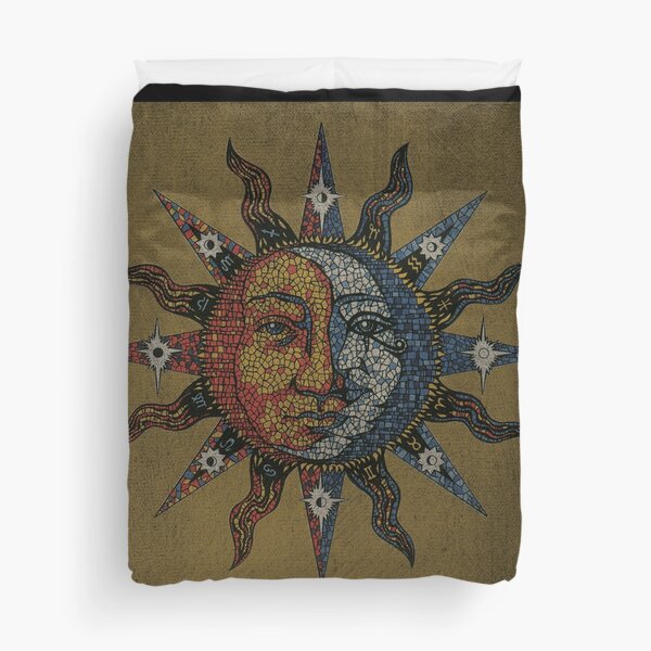 Vintage Celestial mosaic Sun & Moon Duvet Cover