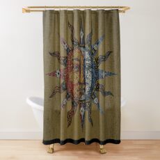 Vintage Celestial mosaic Sun & Moon Shower Curtain