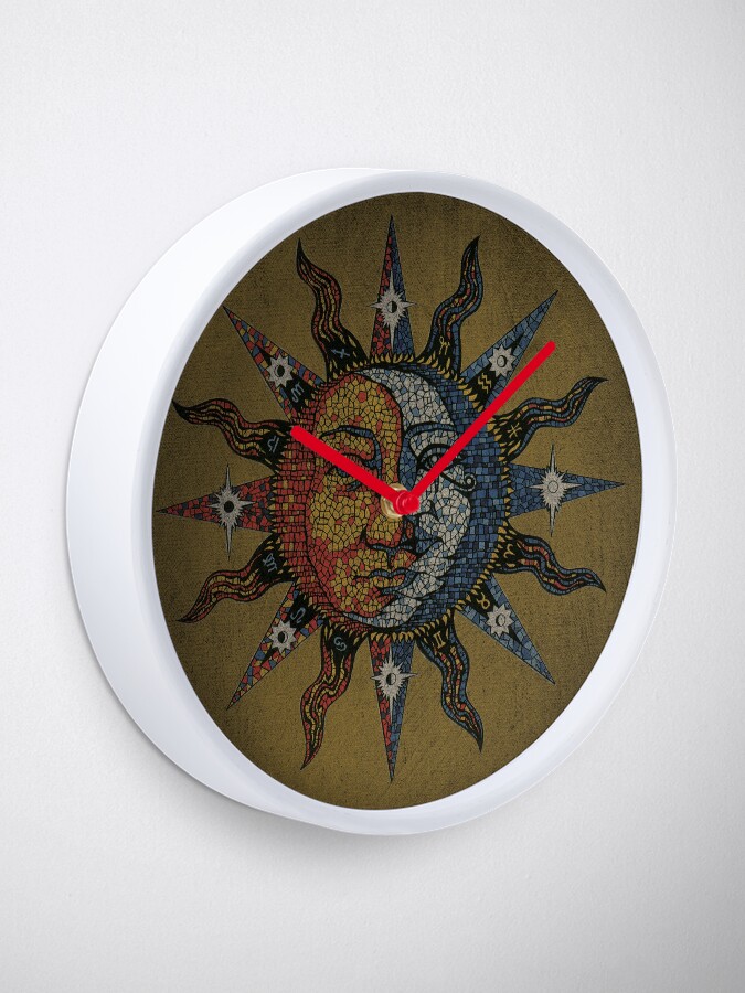 Alternate view of Vintage Celestial mosaic Sun & Moon Clock