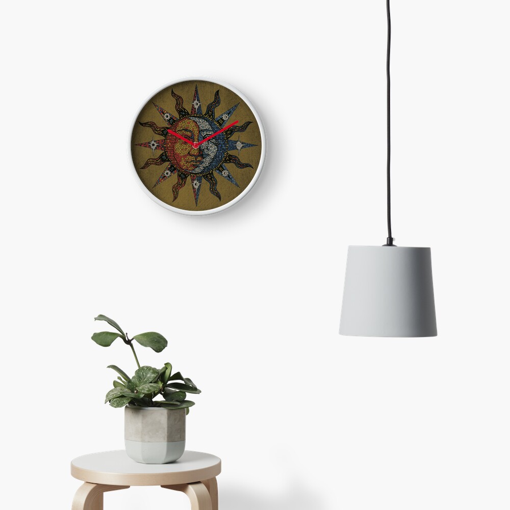 Vintage Celestial mosaic Sun & Moon Clock