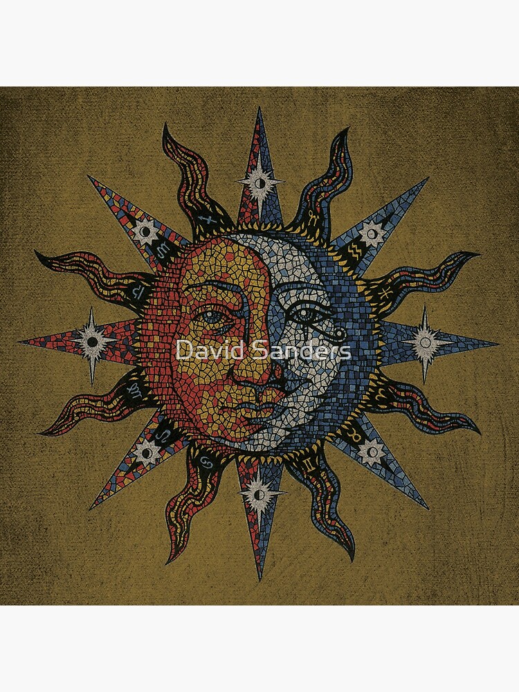 Vintage Celestial mosaic Sun & Moon by sandersart