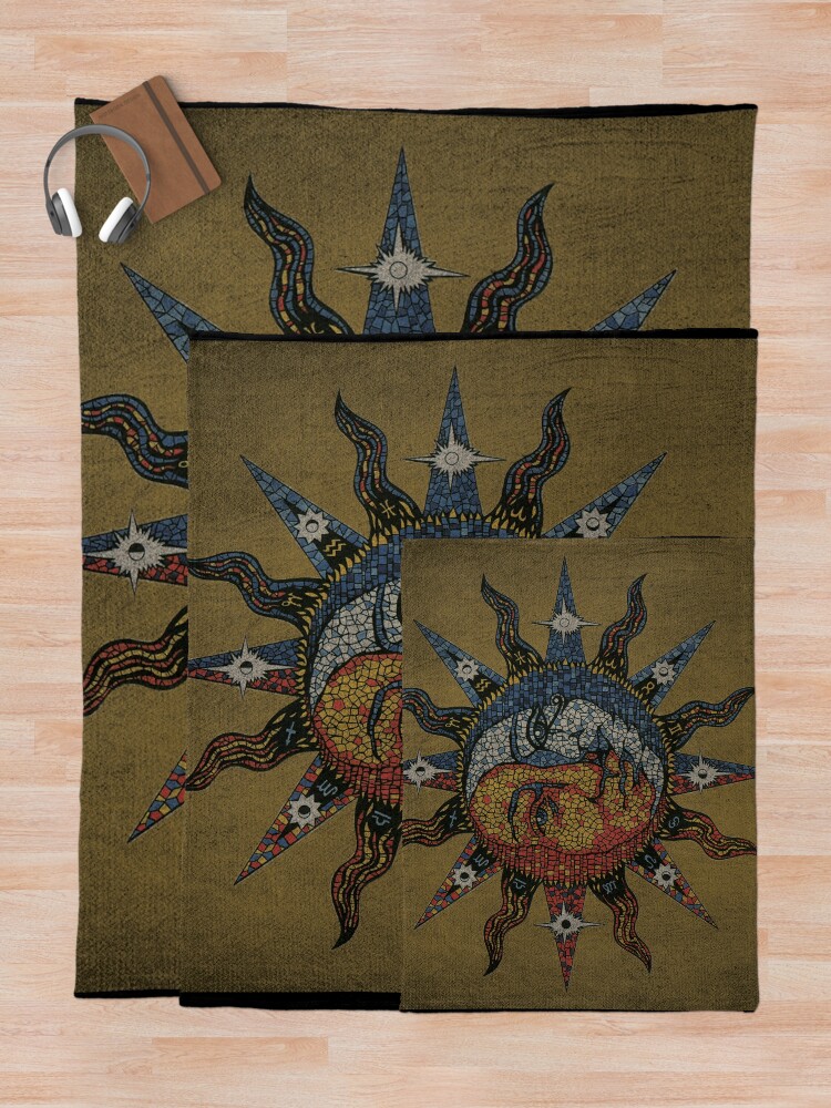 Alternate view of Vintage Celestial mosaic Sun & Moon Throw Blanket