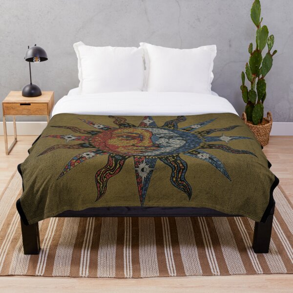 Vintage Celestial mosaic Sun & Moon Throw Blanket