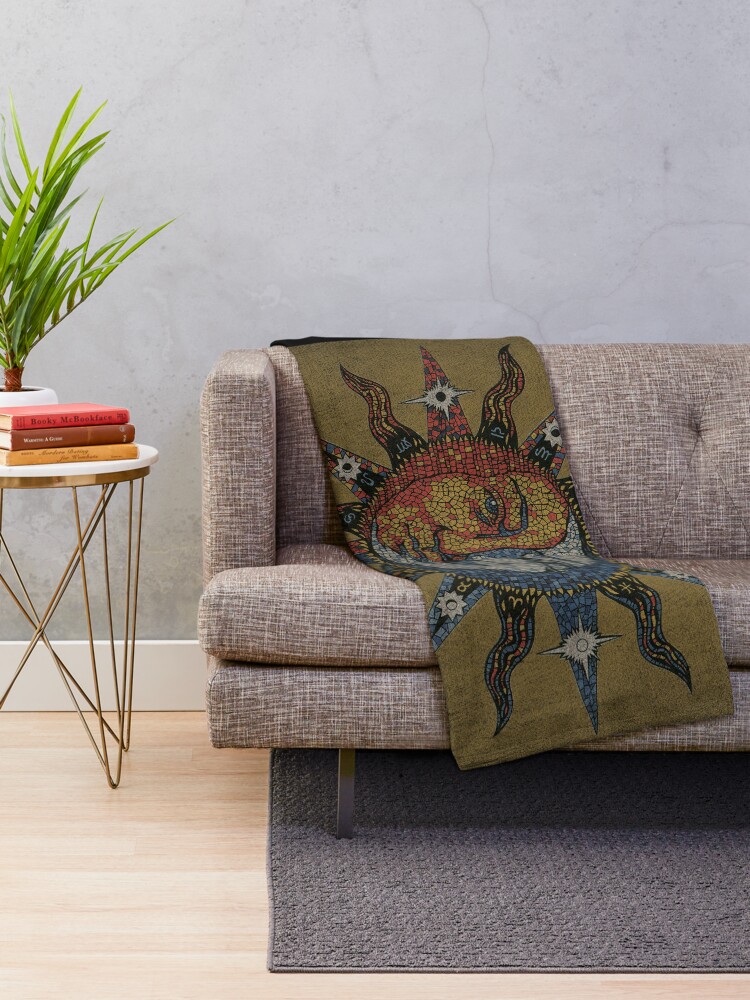 Alternate view of Vintage Celestial mosaic Sun & Moon Throw Blanket