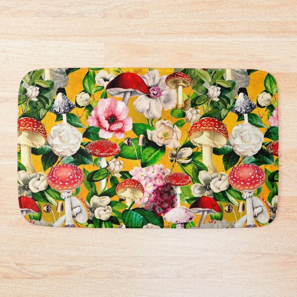 Item preview, Vintage mushrooms floral garden, shrooms and fungi, botanical pattern, mushrooms illustration, seamless pattern, yellow pattern trendy  designed and sold by ZeinabTaha.