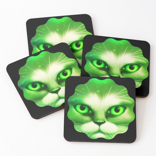 Item preview, cat with green neon eyes designed and sold by TjsDesignsnMore.