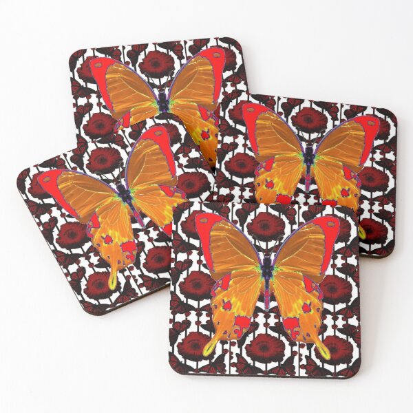 Item preview, REDORANGE SWALLOW TAIL BUTTERFLY ON DARK POPPY PATTERNS  120png designed and sold by DorianBeer.