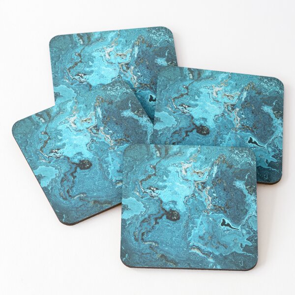 Item preview, Blue Marble Look Abstract in Shades of Blue Cyan Turquoise Grayish Blue 1 of 4 designed and sold by Beachy.