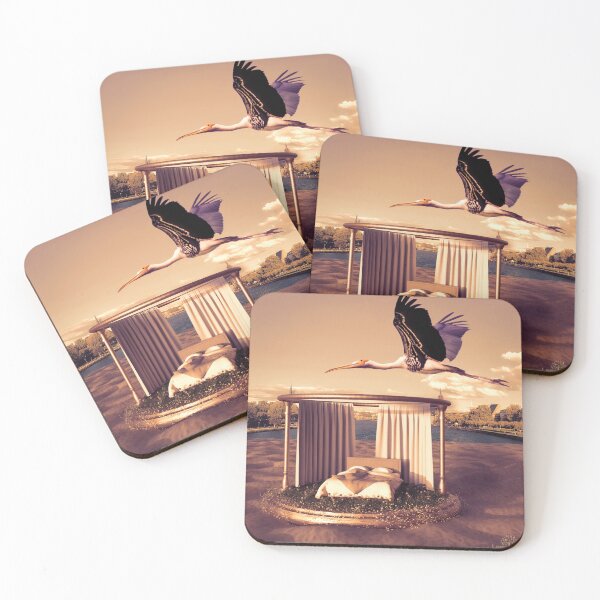 Item preview, A 3d Scene of a stork flying in the city | Surreal Landscape designed and sold by LenaKiagia.