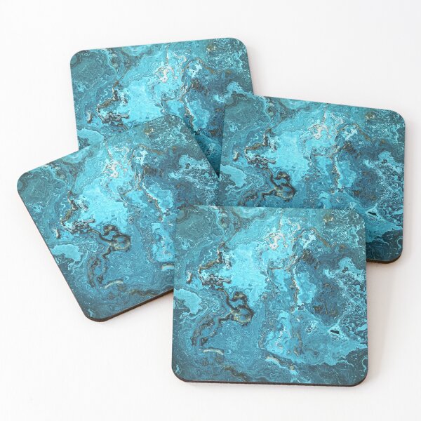 Item preview, Blue Marble Look Abstract in Shades of Blue Cyan Turquoise Grayish Blue 2 of 4 designed and sold by Beachy.
