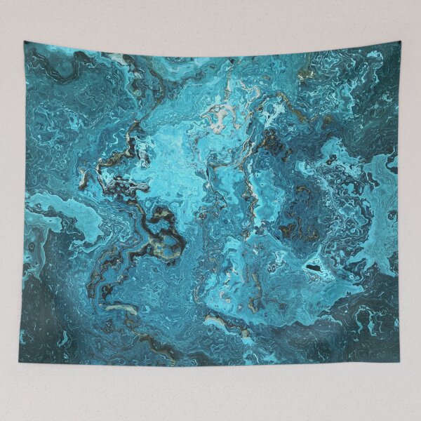 Item preview, Blue Marble Look Abstract in Shades of Blue Cyan Turquoise Grayish Blue 2 of 4 designed and sold by Beachy.