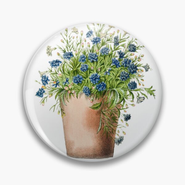 Blue Flowers Vase Pin