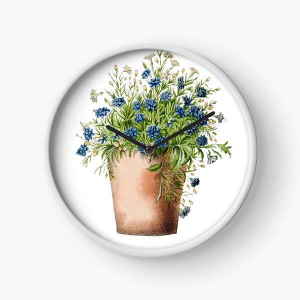 Blue Flowers Vase Clock
